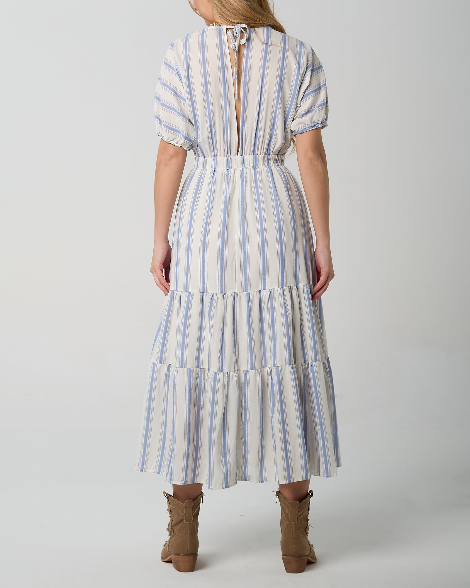 Abito DAPHNEA cod. 31935 100 cotone 99.90 PANNA RIGA AZZURRA KOACOUTURE 2