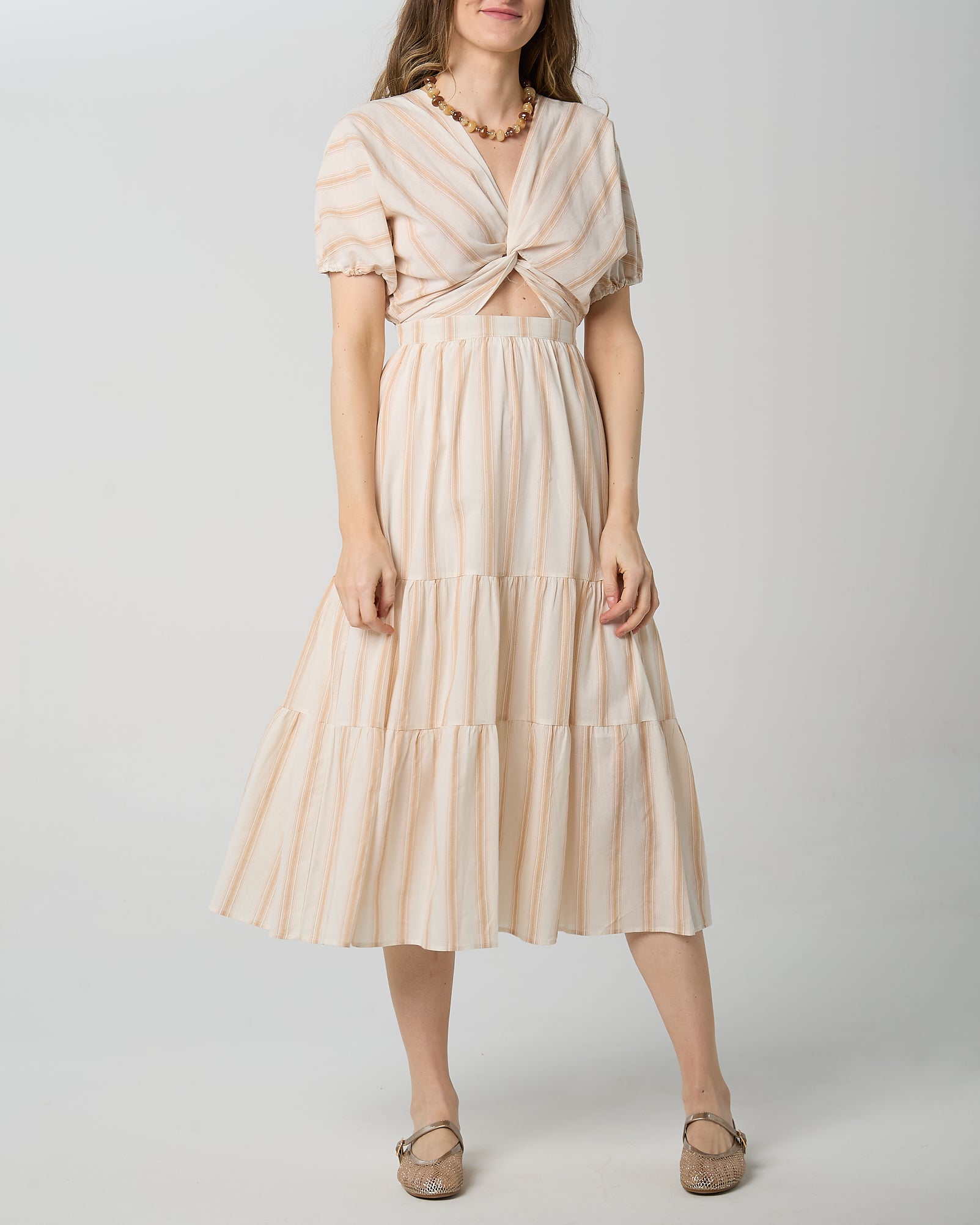 Abito DAPHNEA cod. 31935 100 cotone 99.90 PANNA RIGA BEIGE KOACOUTURE