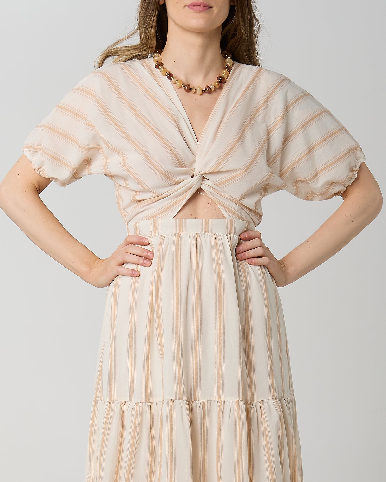 Abito DAPHNEA cod. 31935 100 cotone 99.90 PANNA RIGA BEIGE KOACOUTURE 3