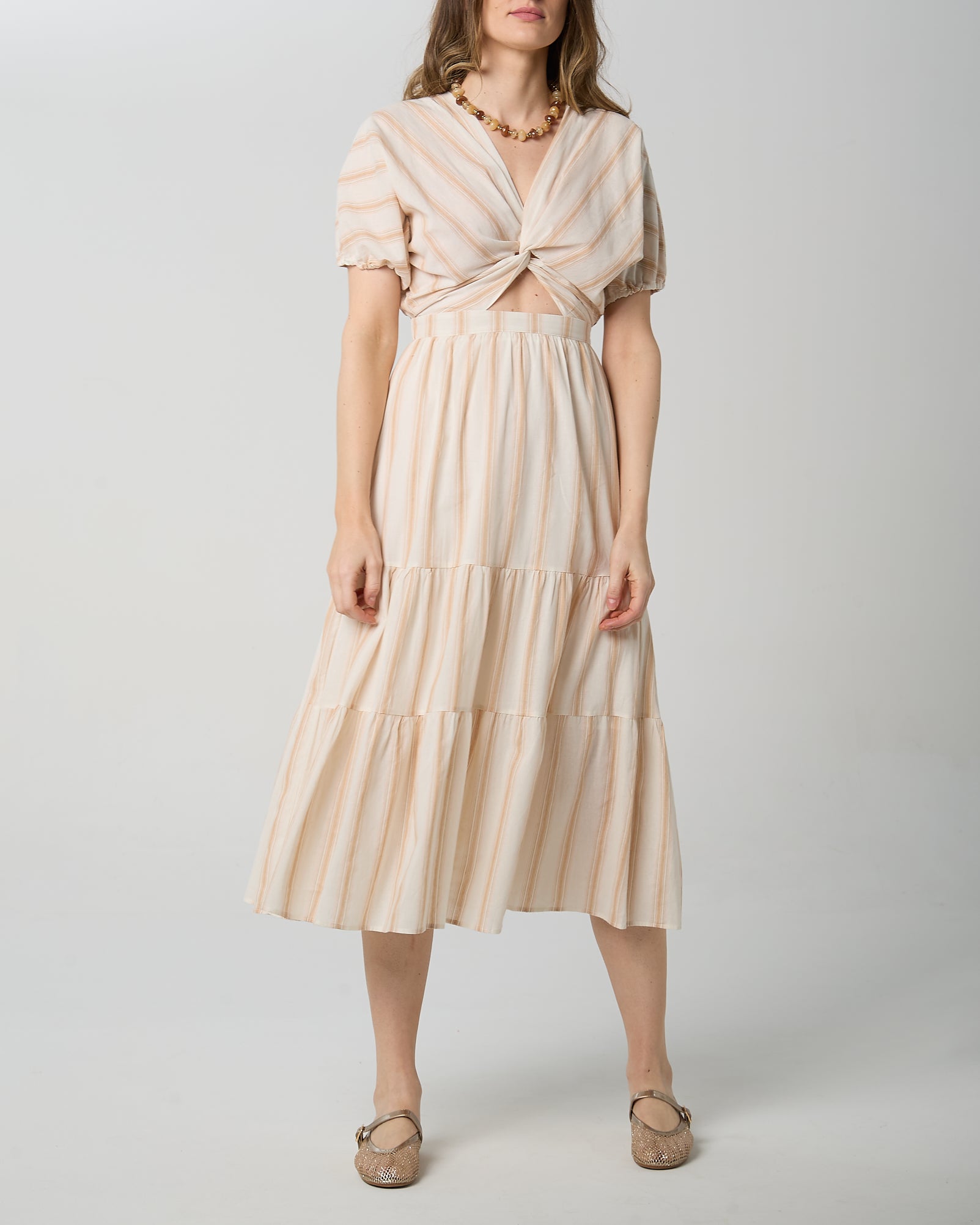 Abito DAPHNEA cod. 31935 100 cotone 99.90 PANNA RIGA BEIGE KOACOUTURE 4